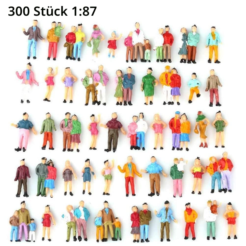 300 Stück Eisenbahn-Zug-Layout im Maßstab 1:87 HO, Modell Figuren Verschieden stehende Figuren bemalte Figuren, Modell-Personen, Passagiere, HO-Maßstab, Modelleisenbahn, Straße, Passagier