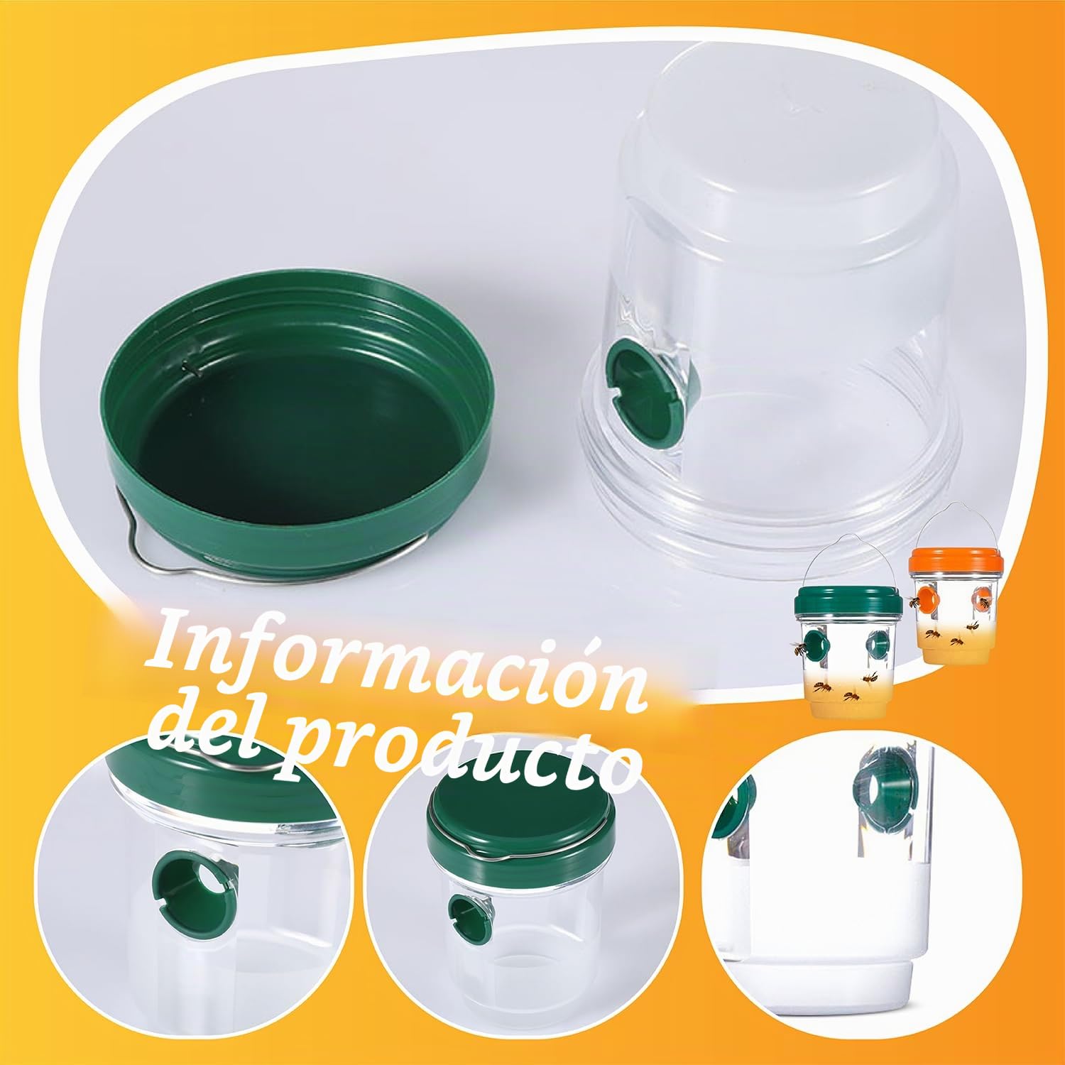 Trampa para avispas para exteriores, efecto 360 grados, 2 unidades