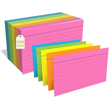 1InTheOffice Index Card 3x5, Colored Notecards, Pastel Index Cards, Ruled Flash Cards, Assorted Color, 300 Pack - View #4