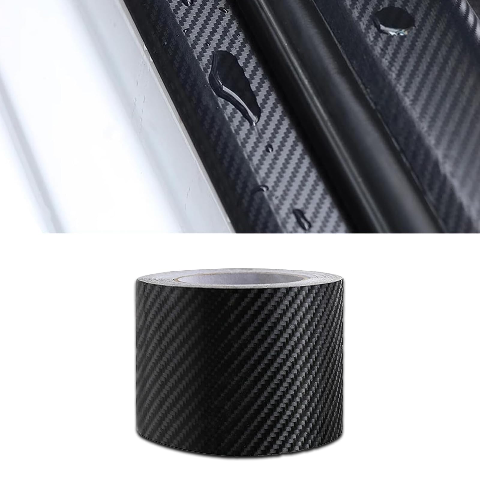 1 PC Car 3D Carbon Fiber Sticker, 3.93In x 32.8Ft Self-Adhesive Multi-Purpose Decorative Car Sticker, Personalized and Creative PVC Decorative Accessories, Suitable for Most Models (Black)