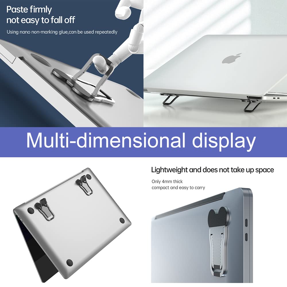 Soporte Elevador Para Portátil Plegable - 2 Unidades - Ajustable Y Autoadhesivo - Compatible Con Todos Los Portátiles