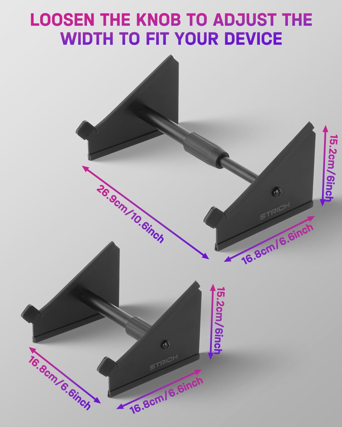 STRICH SDS-10 - Soporte de escritorio, ajustable de 16,8 a 26,9 cm, soporte de hierro resistente para muestras, sintetizador, controlador MIDI, máquina de ritmos, antideslizante para estudio en casa