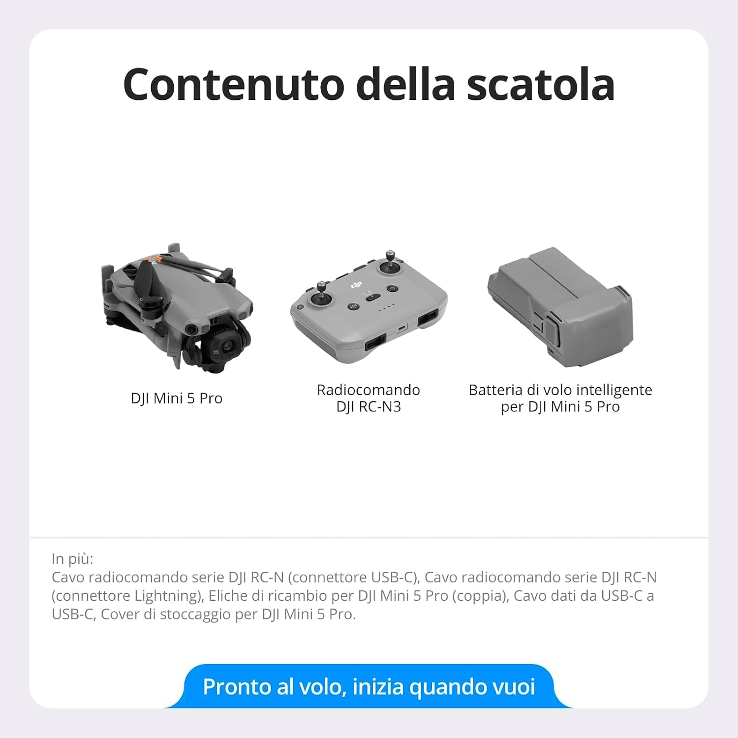DJI Mini 5 Pro, drone ultraleggero e pieghevole con fotocamera, CMOS da 1 pollice, rilevamento omnidirezionale degli ostacoli, ActiveTrack 360°, drone 4K per principianti, C0