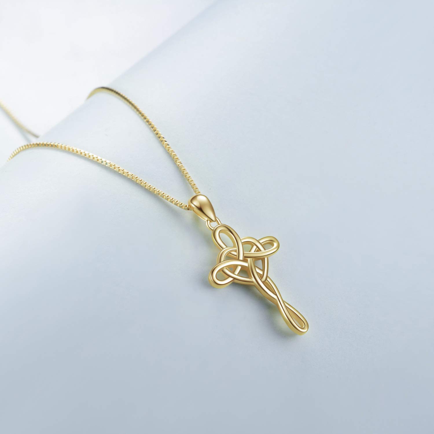 VONALA Kreuz Halskette Sterling Silber Keltischer Knoten Herz Kette Anhänger Schmuck für Frauen
