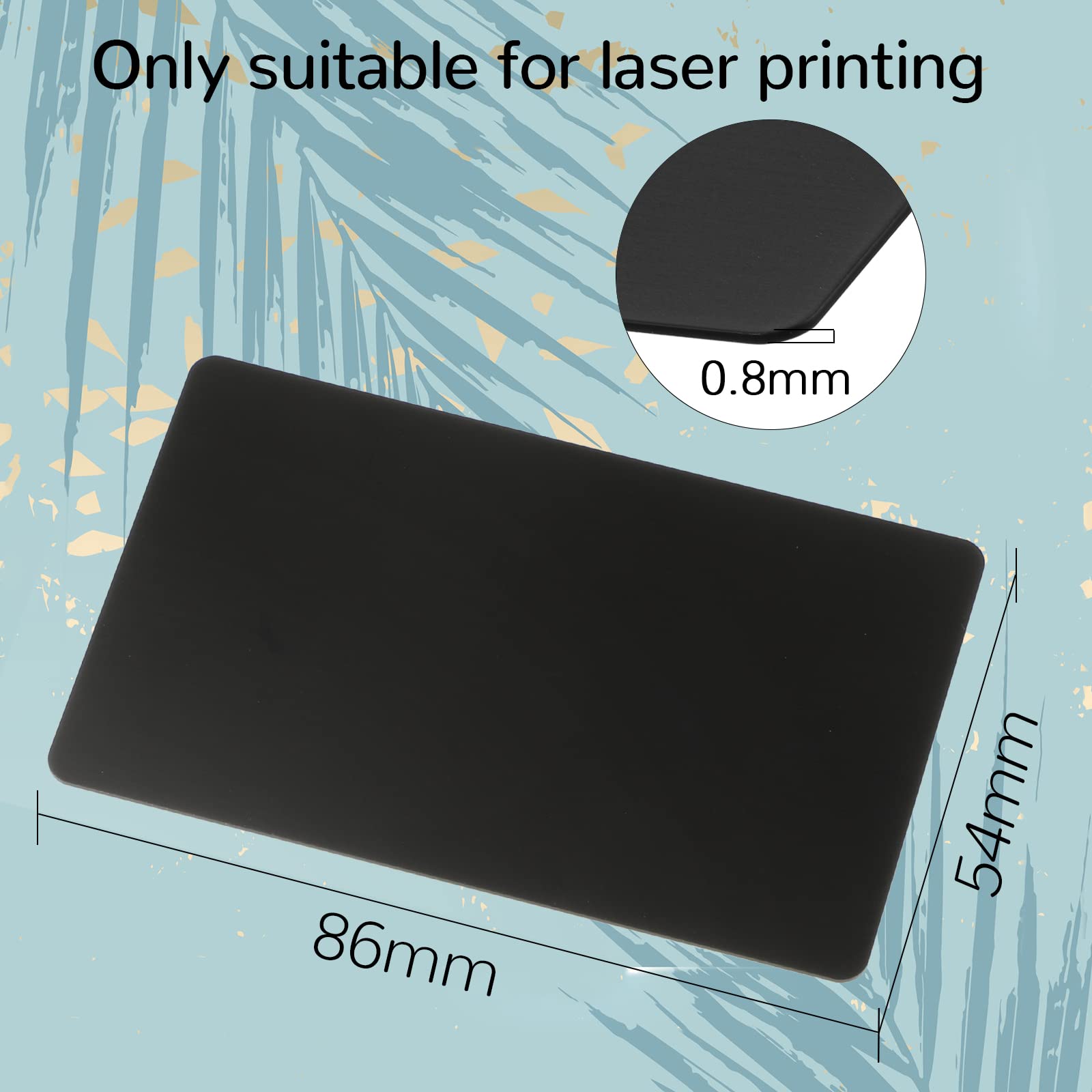 Visitenkarten aus Metall, eloxiert, 0,8 mm dick, Aluminium, 8,6 x 5,3 cm, bedruckbare Metall-Visitenkarte für individuelles Muster (100 Stück)
