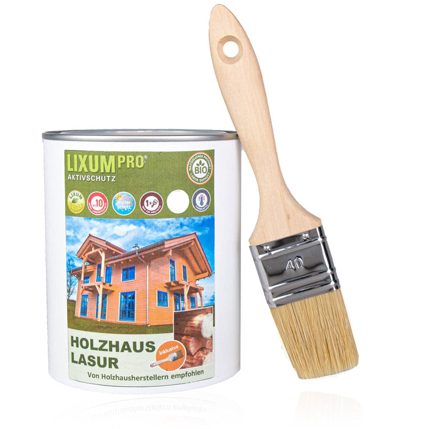 PRO 100% biologische & natürliche BIO Holzhaus & Blockhaus Holzlasur - Holzschutz & Holzpflege - Wetterschutz für Holzhäuser, Farbe: Dunkelgrau 0.81, Inhalt:1 Liter (ca.25m²)