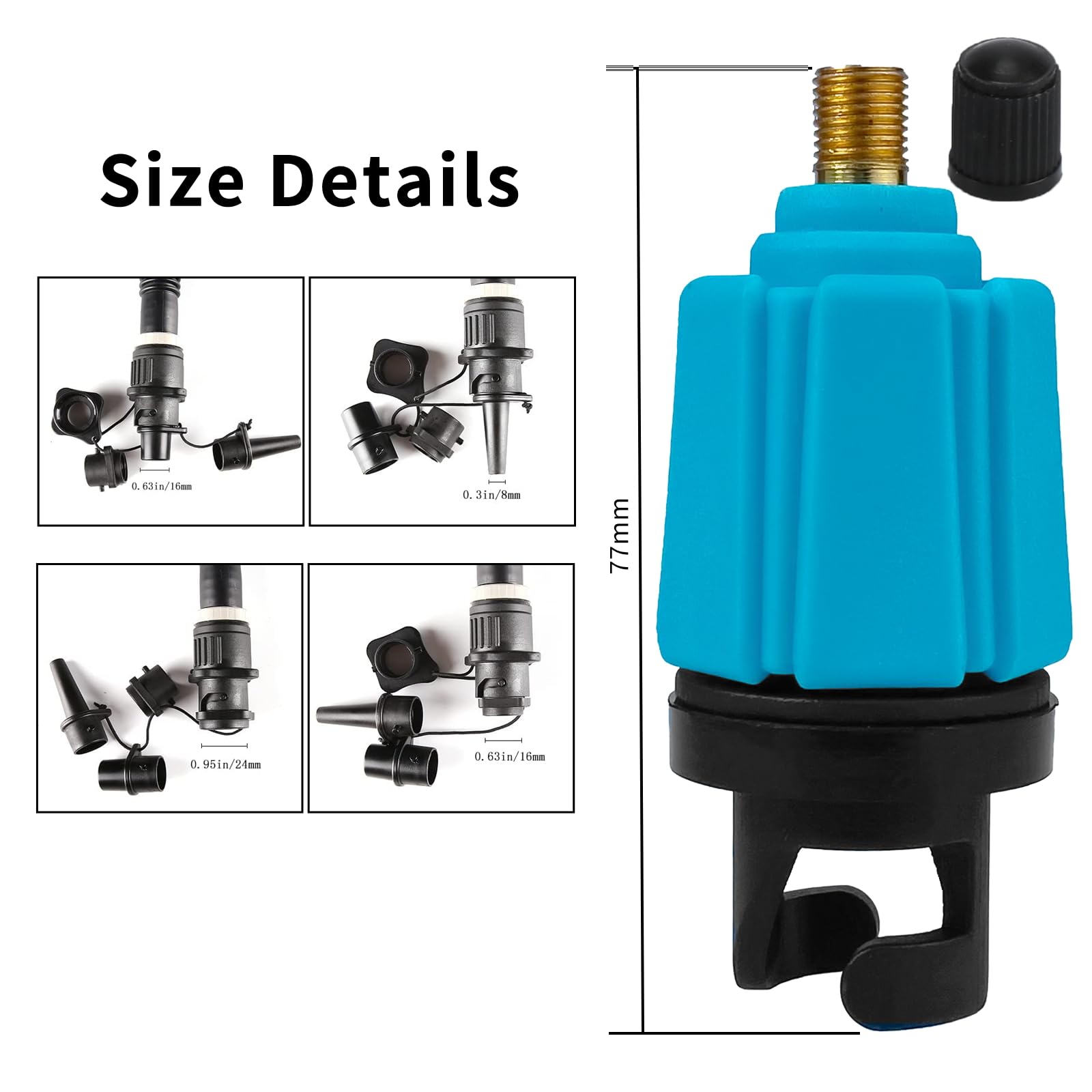 Adaptador Valvula Paddle Surf Inflador, Inflable Adaptador Bomba Aire Sup Hinchador con 4 Boquillas de Aire, para Kayak, Tabla de Paddle Surf, Canoa