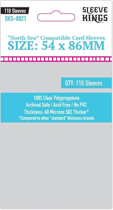 Sleeve Kings North Sea Compatible Sleeves (54x86mm) - Pack of 110, 60 Microns