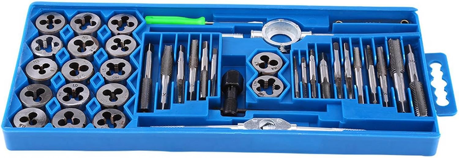 40 pcs Hardened Metric Tap & Die Set, High Speed Alloy Steel Screw Thread Taper Hand tools, Complete Set with Wrenches, and Metric Thread for Cutting and Forming Nuts and Bolts
