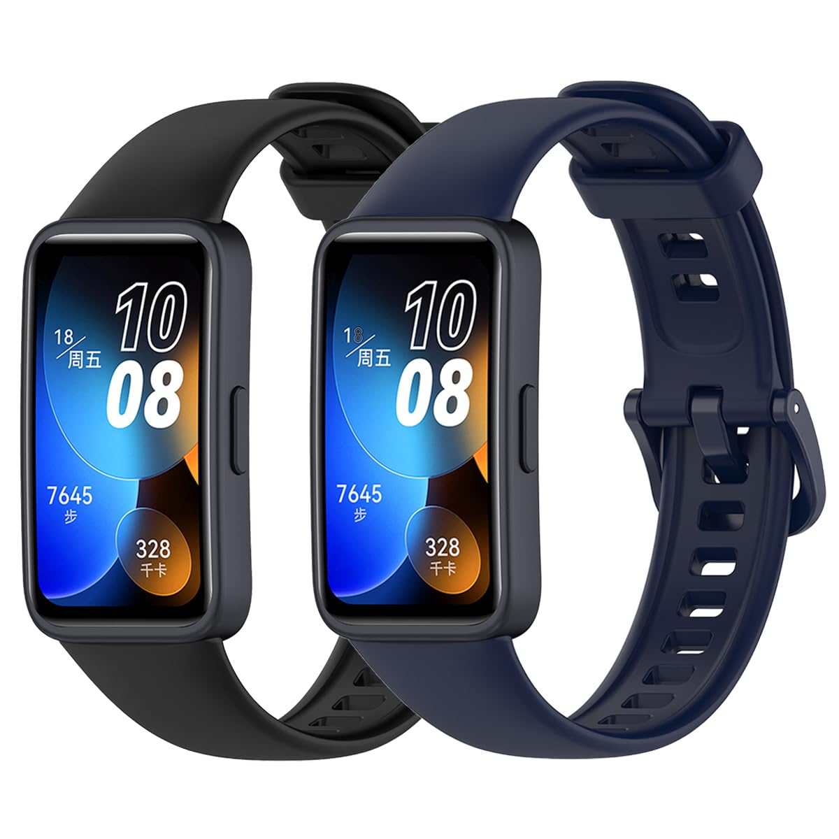 carinacoco 2 Pack Straps Compatible with HUAWEI Band 8, Soft Silicone Adjustable Replacement Sport Bands for HUAWEI Band 8