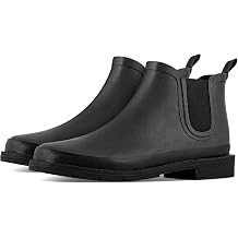 Womens Rain Boots - 100% Waterproof Natural Rubber Chelsea Ankle Booties with Arch Support & Memory Foam, Slip On Shoes for Gardening & Commute