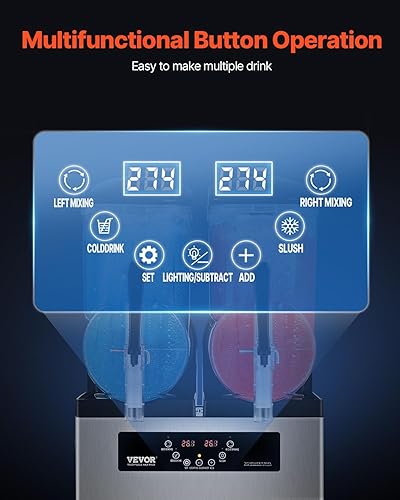 Miniatura 4 de VEVOR Máquina comercial para granizar, máquina de bebidas congeladas de doble tanque de 12 pulgadas x 2, 96 tazas de acero inoxidable para batido de
