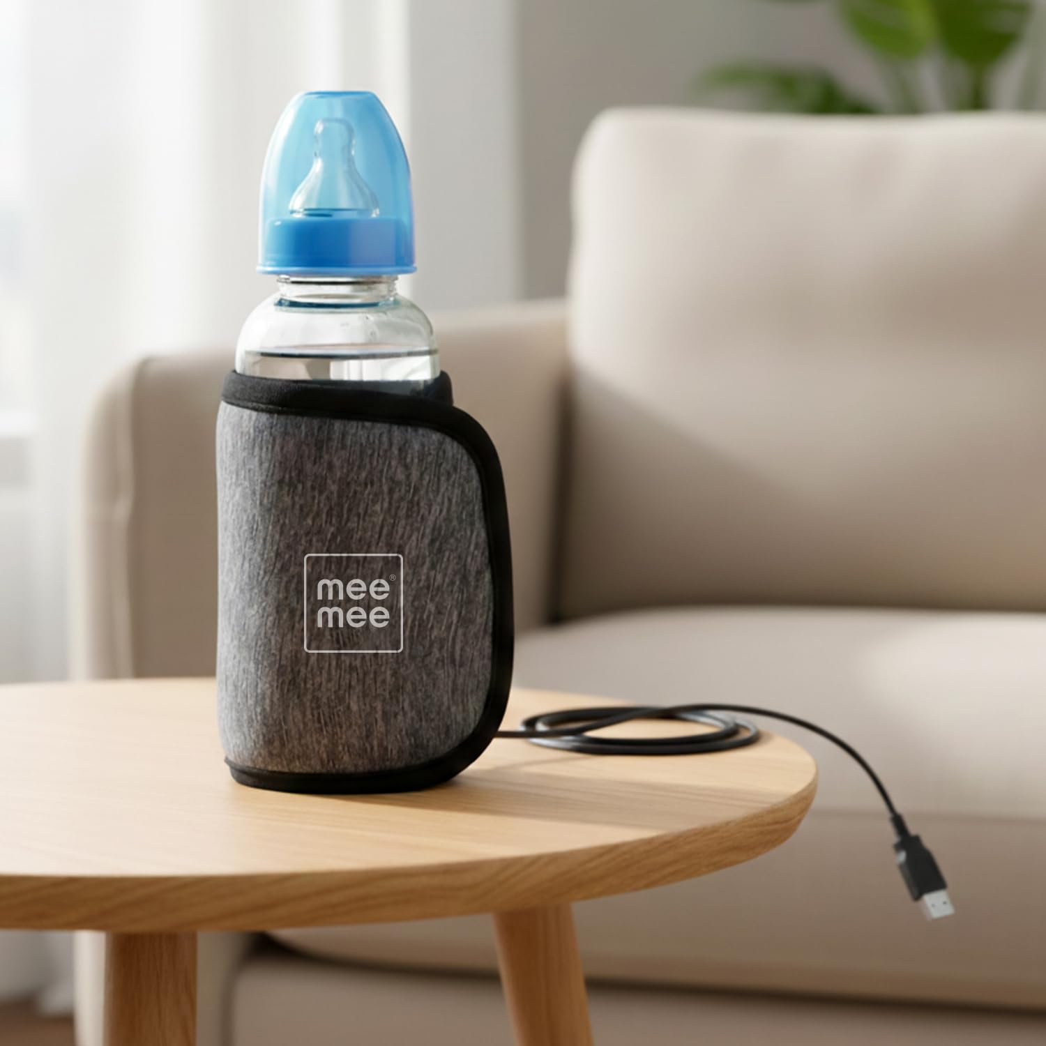 Mee Mee Portable Baby Bottle Warmer 10 Mins to Warm Baby Milk Using with Quick USB Charging (Grey)-image-29