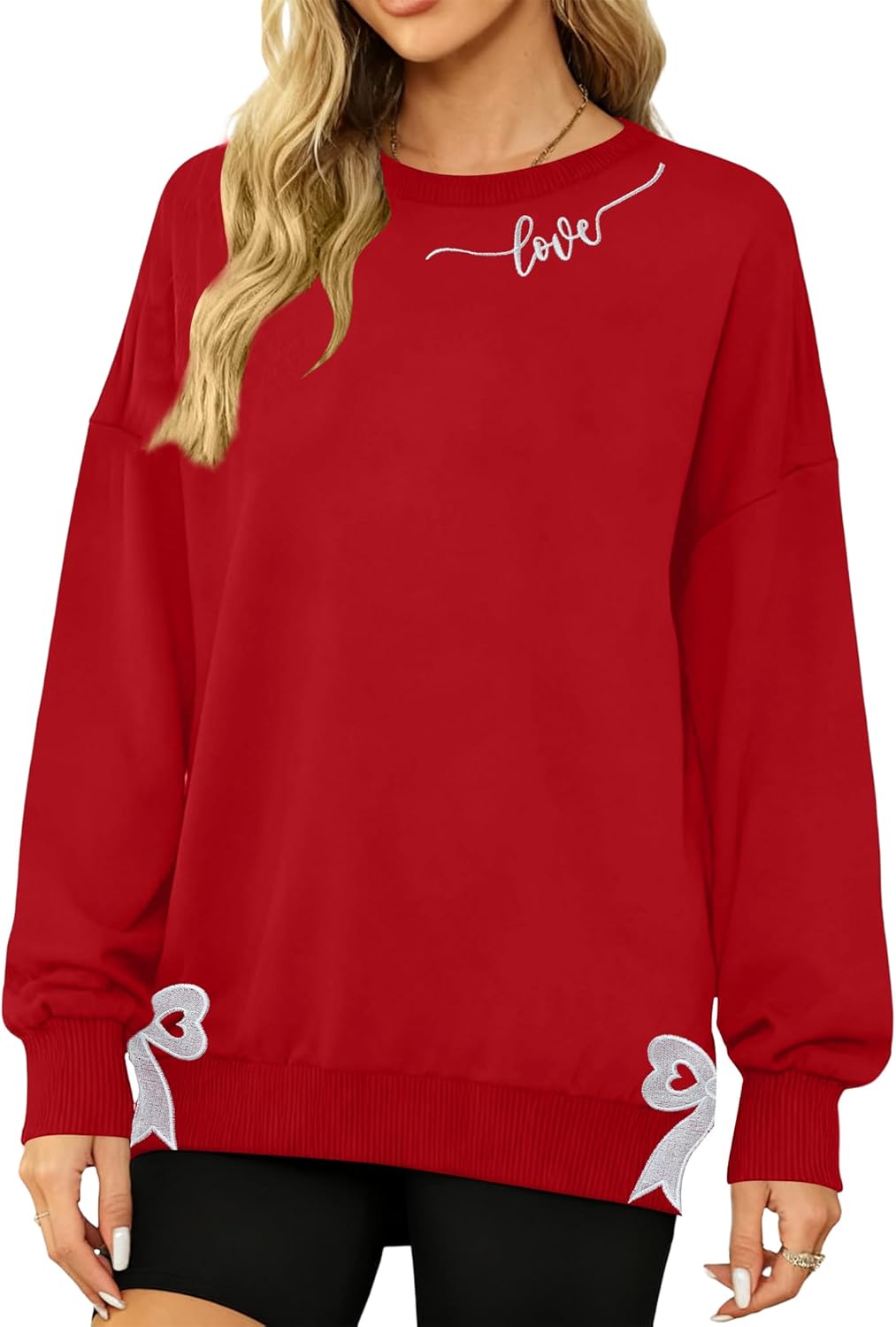Ithalt Valentines Day Shirts Women Valentine Crewneck Sweatshirts Love Heart Sweatshirt Valentine's Long Sleeve Tops