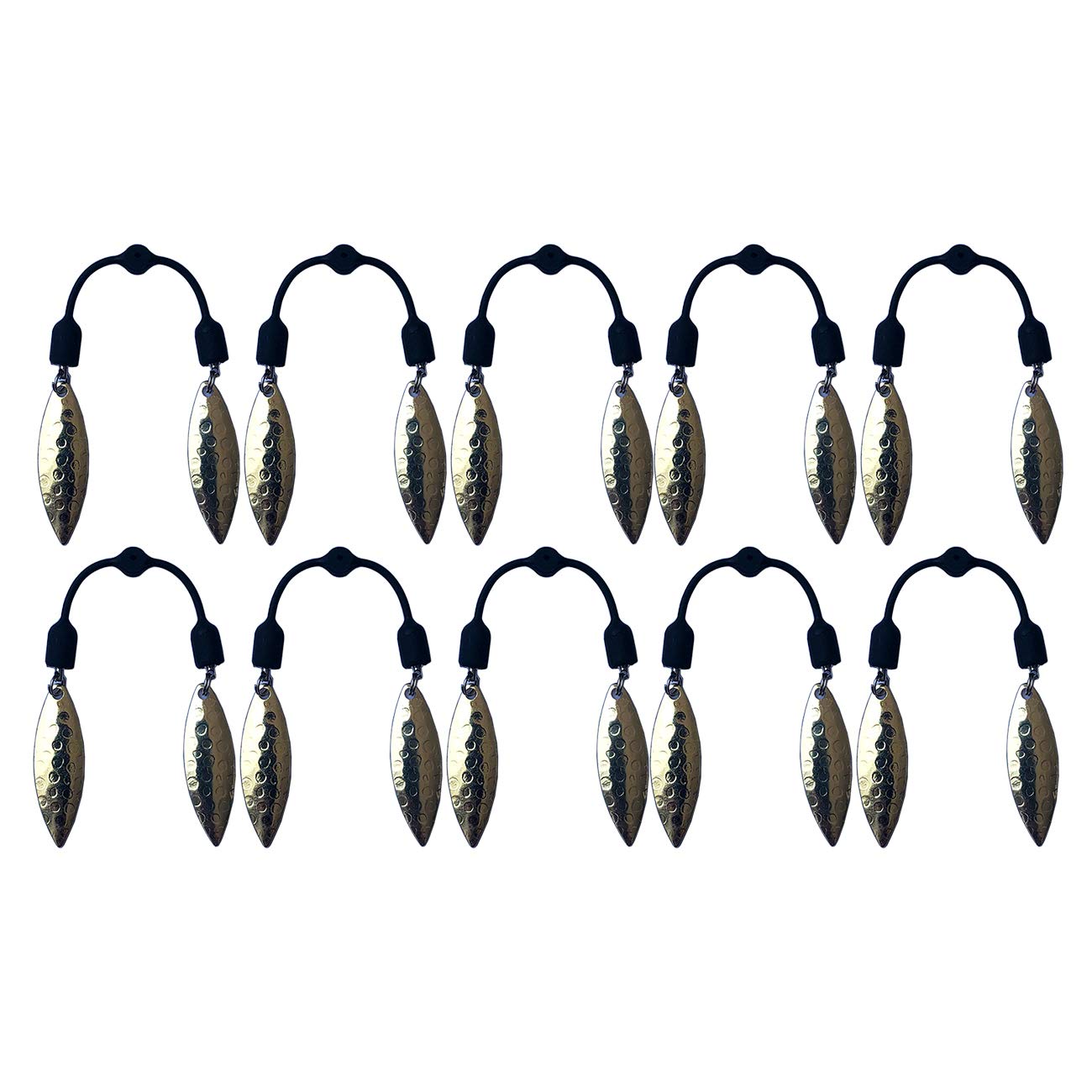 Wild life Spring Pin Twist Lock Tail Spinners Willow Spinner Blades Chartreuse Glitter Hitchhikers for Soft Plastic/senko Fishing Lures Spinner Baits (Pack 10)