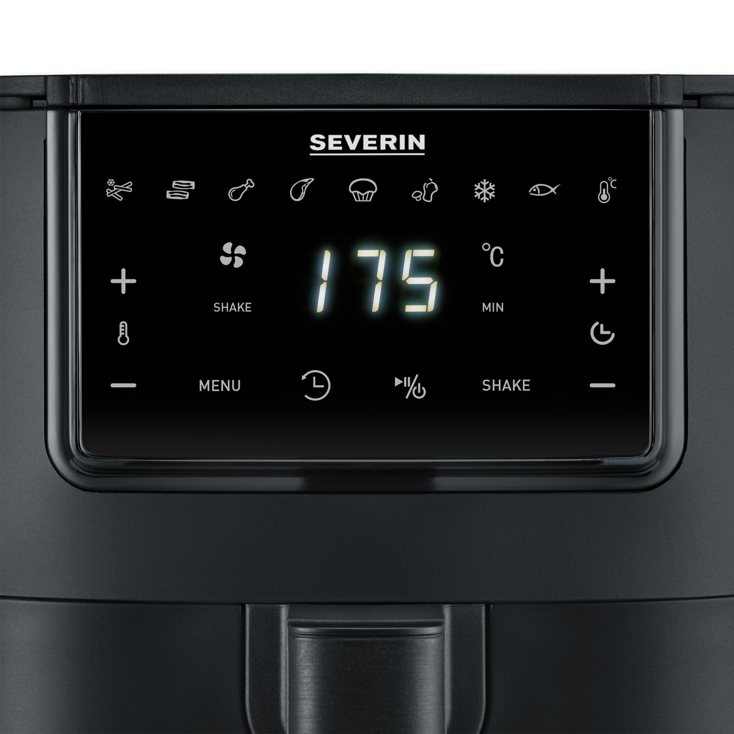 SEVERIN Freidora de aire FryLight Single, cocinado versátil, pantalla táctil, 8 programas automáticos, función de conservación del calor, 4L, revestimiento antiadherente, 1300W, negro, FR 2461