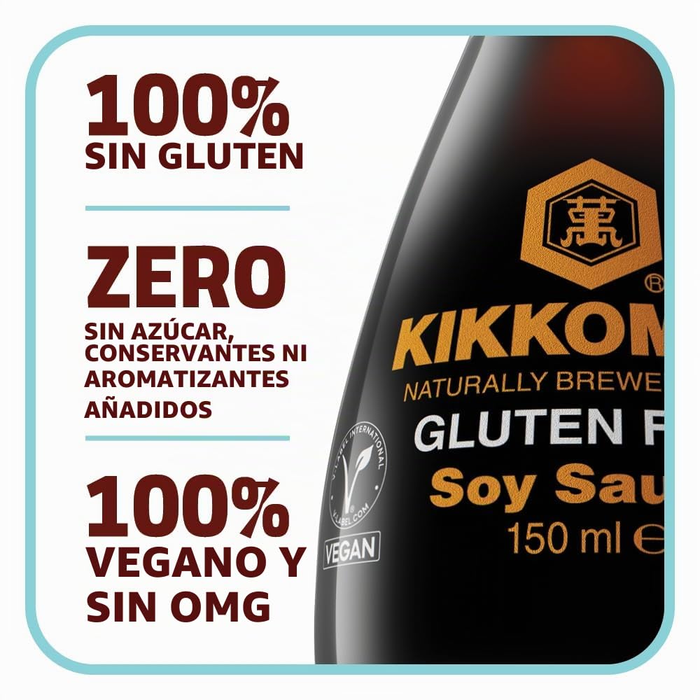 KIKKOMAN Tamari Salsa de soja sin gluten 1000 ml (paquete de 6)