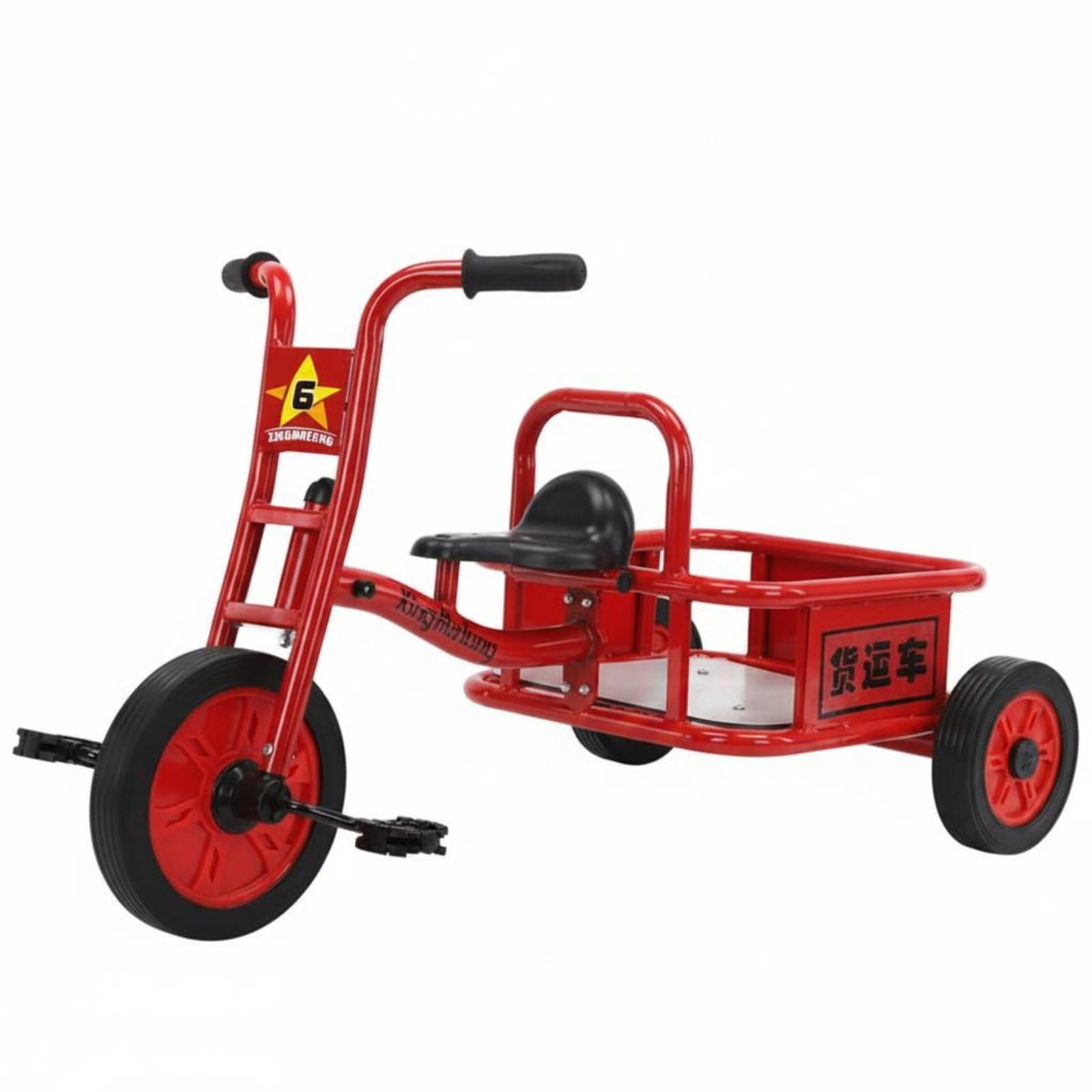 per Bambini Bambini Pedali Infanzia con Maniglia Posteriore in Acciaio al Carbonio con Ruote in Gomma Antiribaltamento per Adatto per Parchi Giochi, Rosso