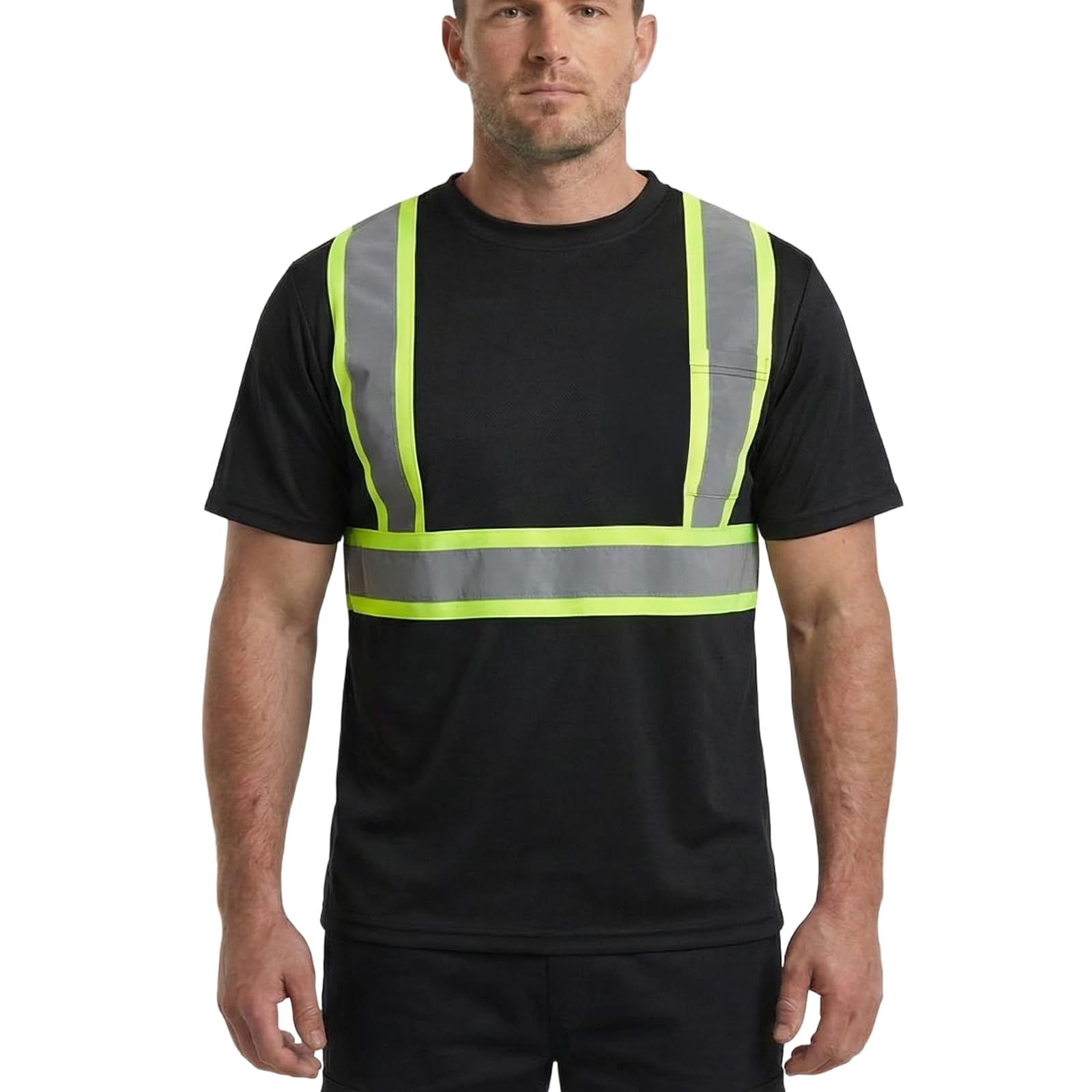 HYCOPROT T-Shirt Haute Visibilité Gilet de Sécurité Réfléchissant Respirant Léger Chemise à Manches Courtes Vêtements de Travail Chemises à Manches Courtes