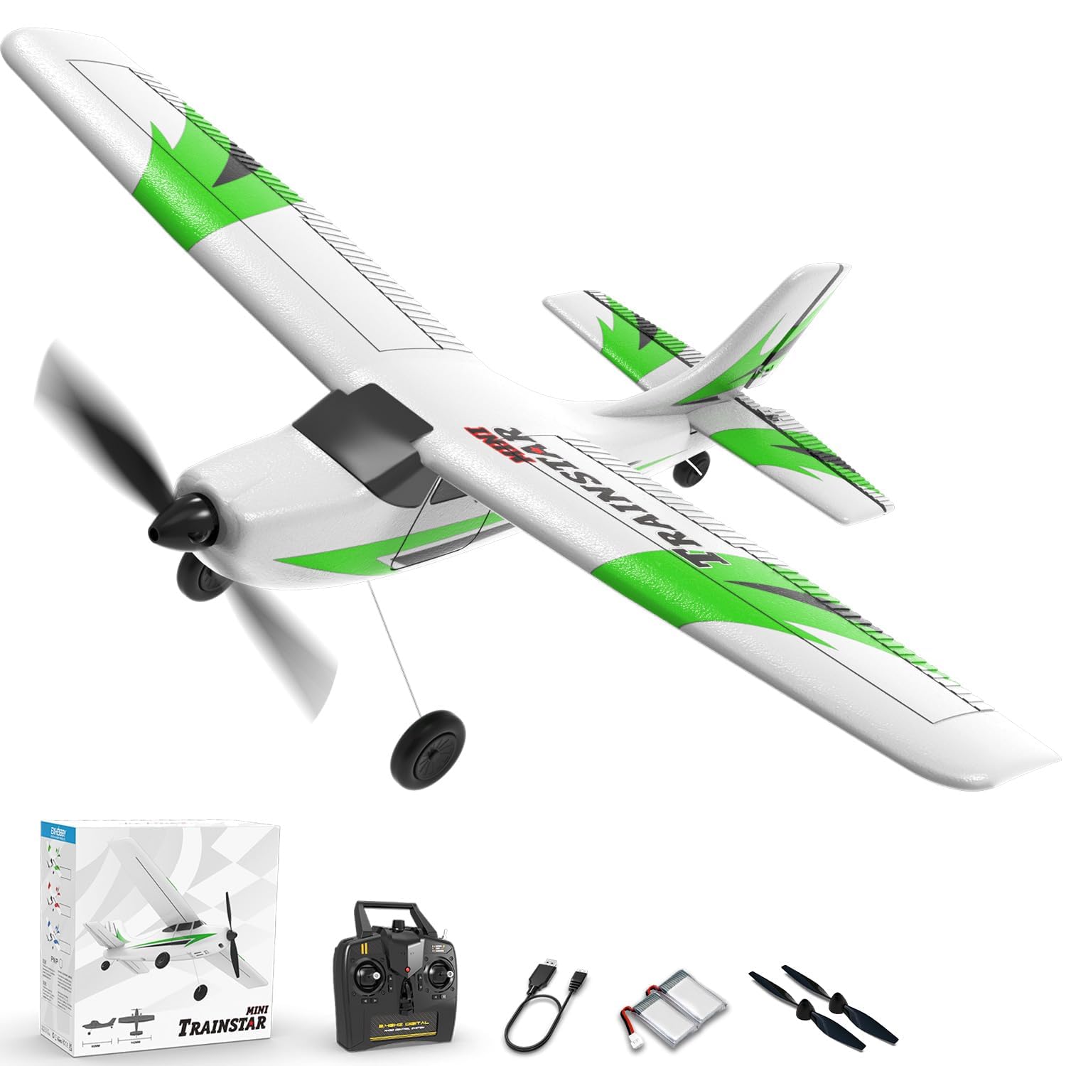 volantexrc RC Plane, Sport Cub S2 3CH Remote Control Plane with Propeller Saver and Xpilot Stabilization System, Ready-to-Fly, 2.4GHZ RC Airplane for Adults, Beginner (Green)