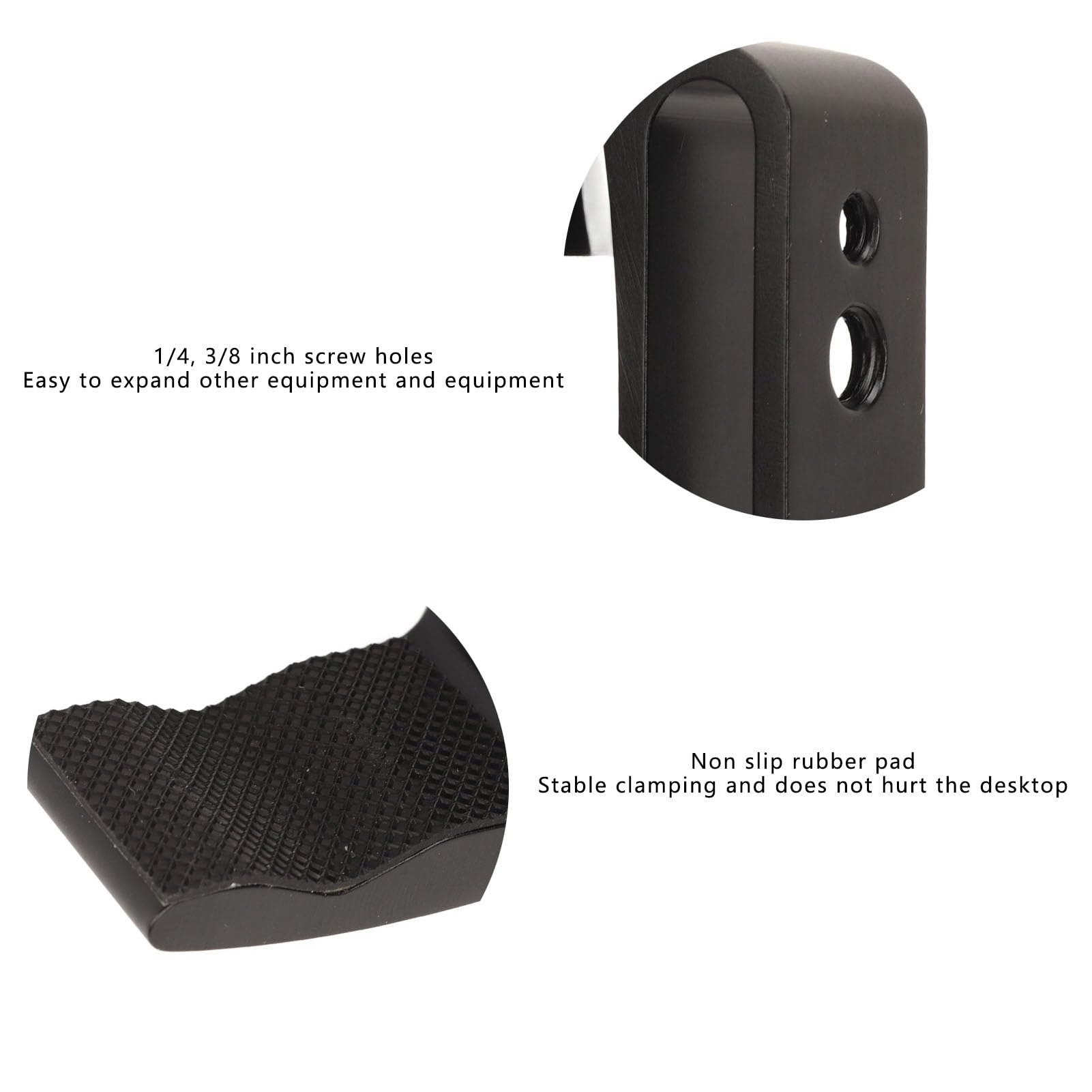 Fotografie C-Klem, Universele Cameraklembevestiging met 1/4 en 3/8 Schroefdraadgat, Sterke Klem van Aluminiumlegering voor Monitor, Telefoon, Camera, LED-lichtpaneel