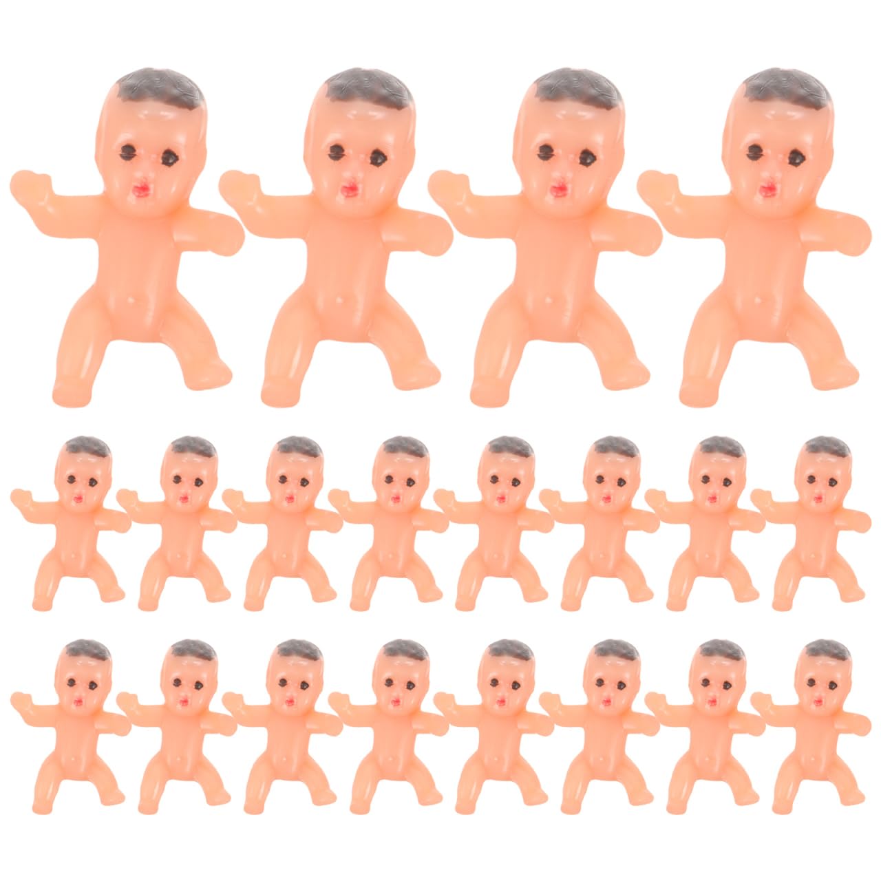 ibasenice 20Pcs Mini Doll Baby Shower Decorations, Small Plastic Baby Toys for Party Favors Cake Toppers