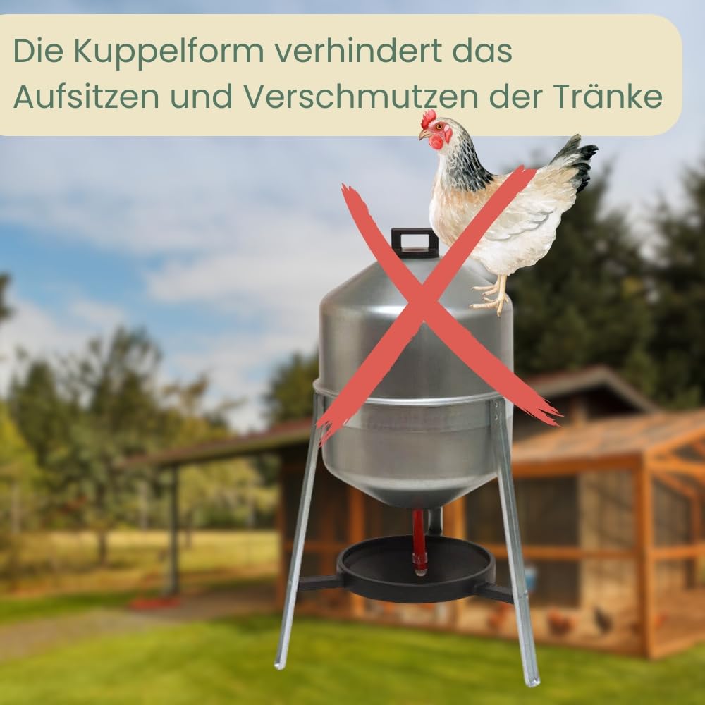 Siphontränke Metall 30 L Automatische Wasserversorgung Hühner Zubehör Wassertränke Hühner Wasserspender Hühnertränke Groß Geflügeltränke Mit Füßen
