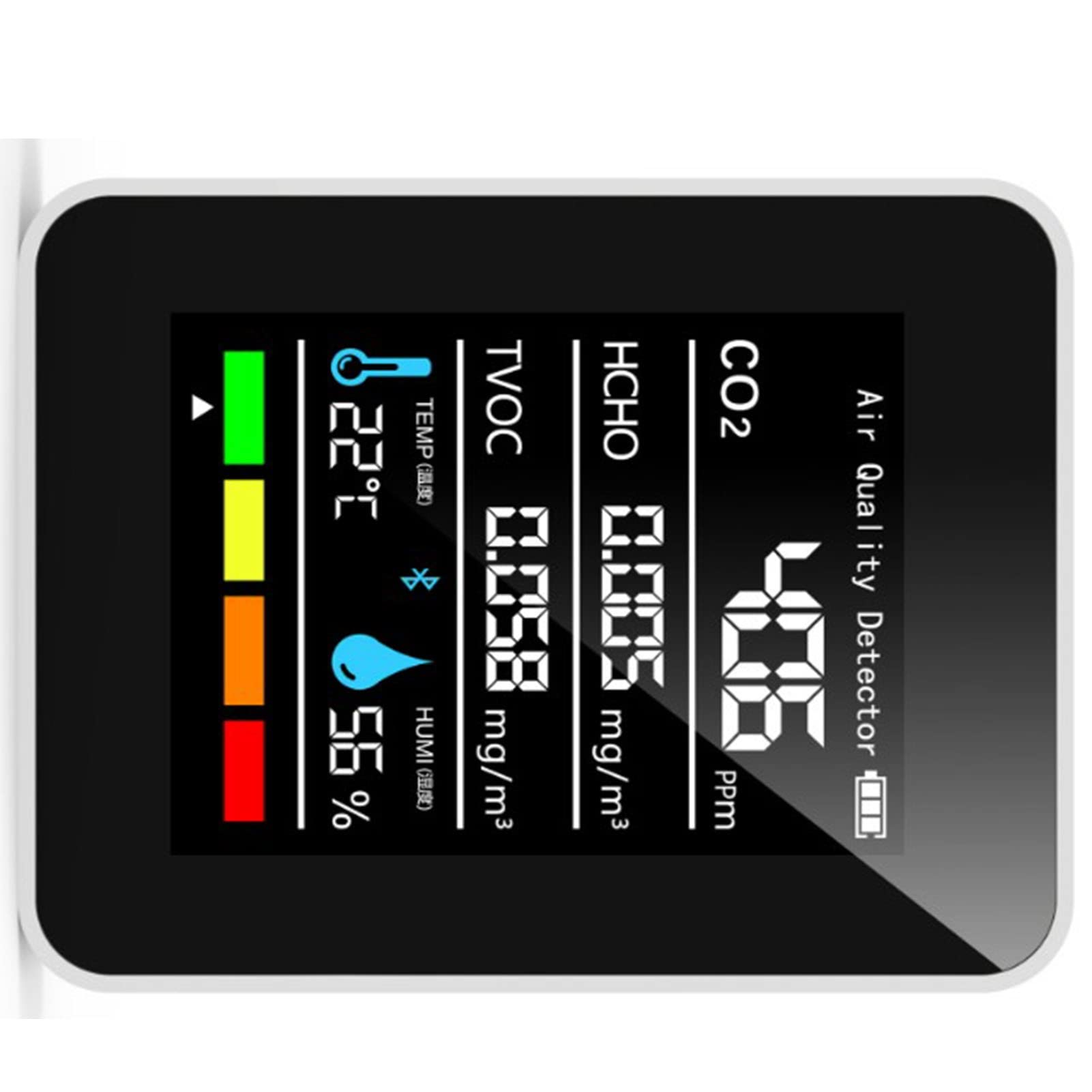 Detector CO2 5 en 1 Portátil con HCHO TVOC Temperatura Humedad para Hogar Oficina a Pilas