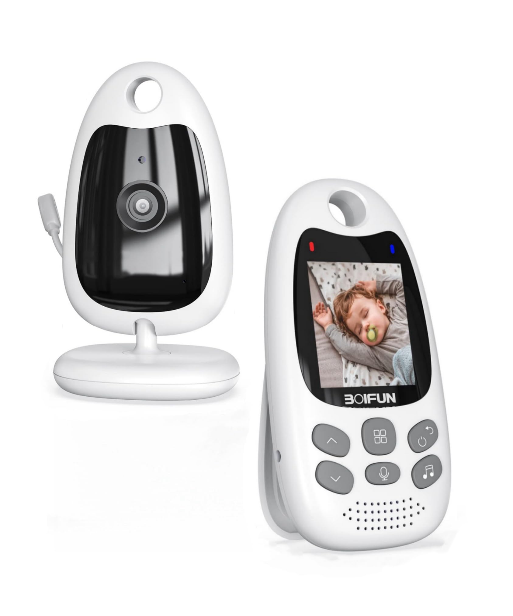 BOIFUN Babyphone mit Kamera, 2 Zoll 720P Monitor, Ohne WLAN, Nachtsicht, 2 Wege Audio, Vox-Funktion, Schallerkennung, Temperaturerkennung, Schlaflieder