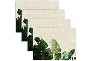 Tropical Oasis: Green Banana Leaf Greenery Placemats for Outdoor Patio Dining