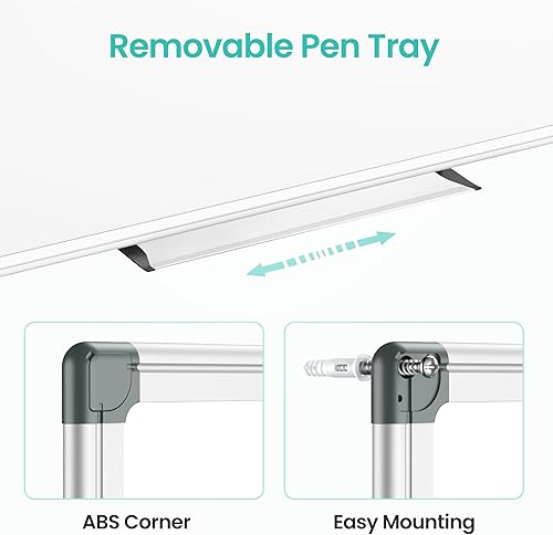 Miniatura 4 de VUSIGN Pizarra magnética de borrado en seco para pared, 48 x 36 pulgadas para oficina, clase, hogar, pizarra blanca colgante con 1 borrador de