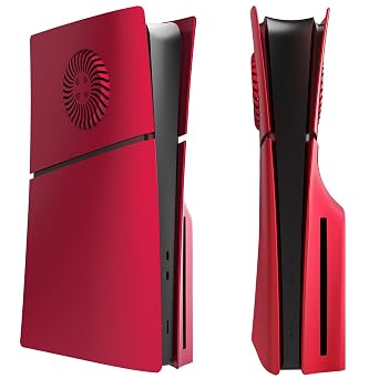 Hzxkqmil Cover Plates Faceplate for PS5 Slim Console Disc Edition | Replacement Shell Cooling Vents Face Plate Side Panels Hard Covers Anti-Scratch Accessories for PS5 Slim Console, Red