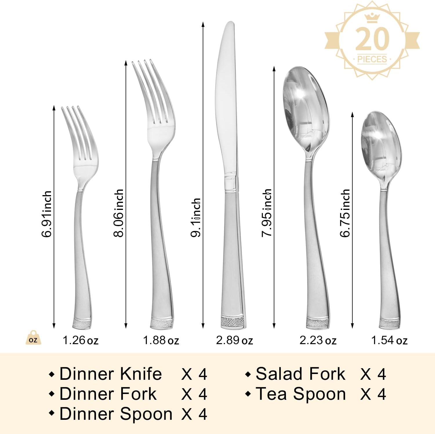 HIKAA 20PCS Matte Handle Silverware Set for 4, Stainless Steel Flatware Set, Modern Design Cutlery Set for Home/Hotel/Wedding, Dishwasher Safe 20 PCS image 3 of 7 B0DP9MZCLS