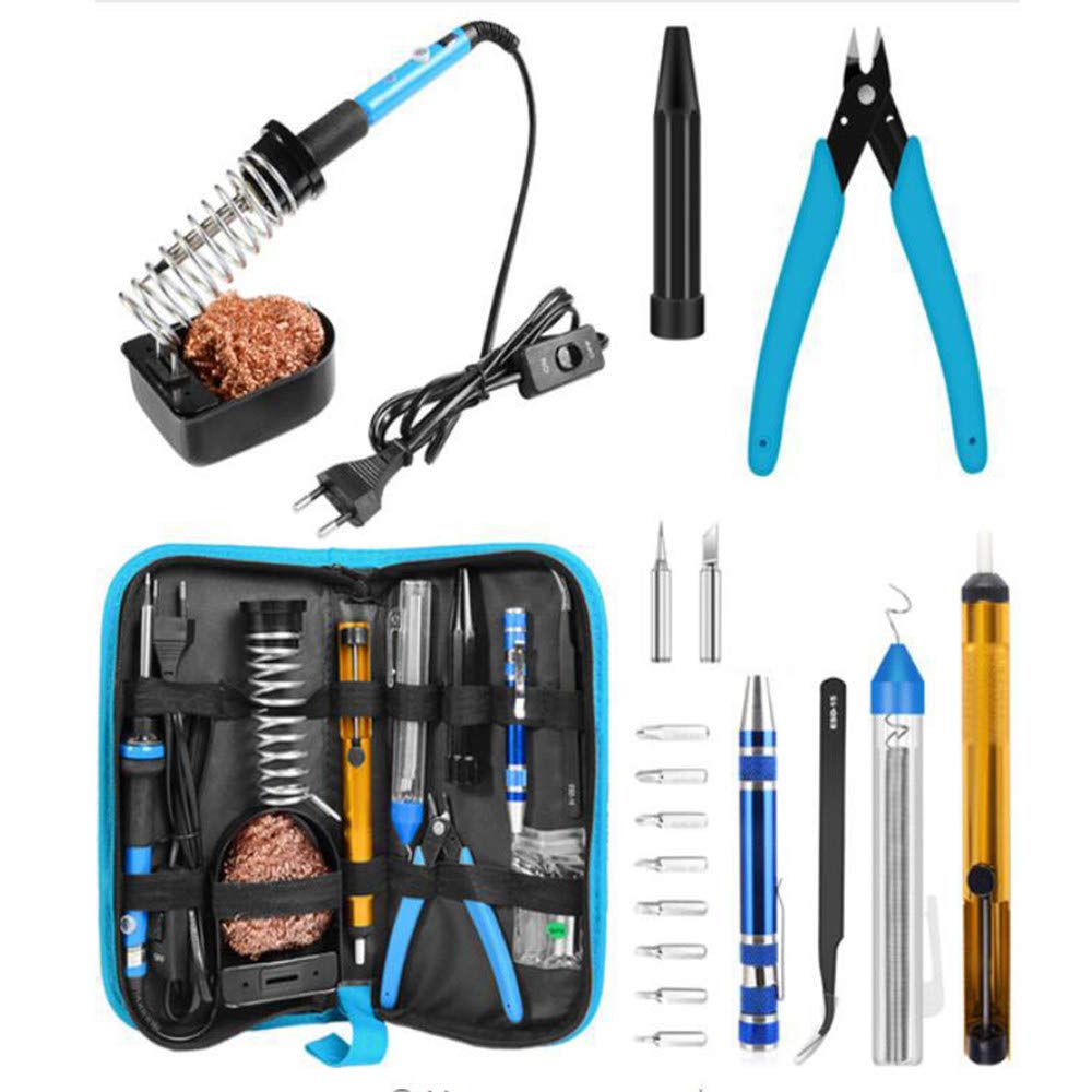 Soldering Iron Kit, 12 in 1 60W Adjustable Temperature Soldering Iron,1xDesoldering Pump,1xSoldering Station, 2xSoldering Tips,1x Solder Wire,Perfect for DIY Project