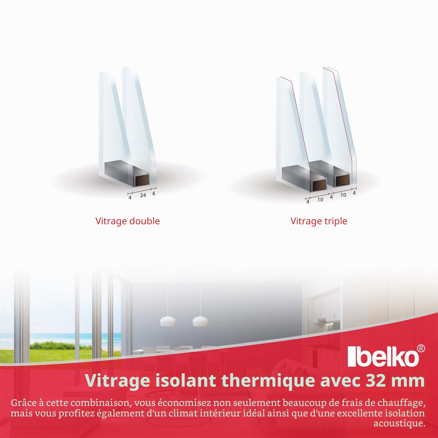 Fenêtre de cave - Plastique - Blanc - BxH: 75 x 55 cm - DIN gauche - Triple Vitrage - En stock