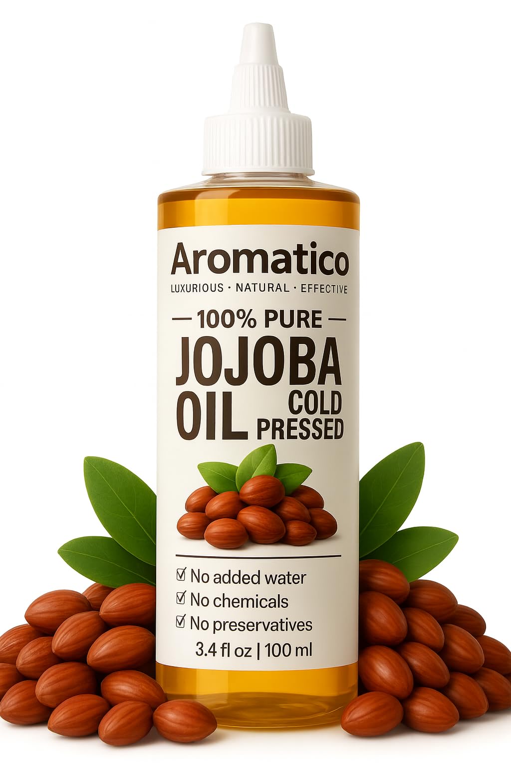 AROMATICO 100% Pure JOJOBA Oil Cold Pressed for Healthy Hair & Skin, Natural solution for Moisturised Skin, Hair Care & Body - 100ml
