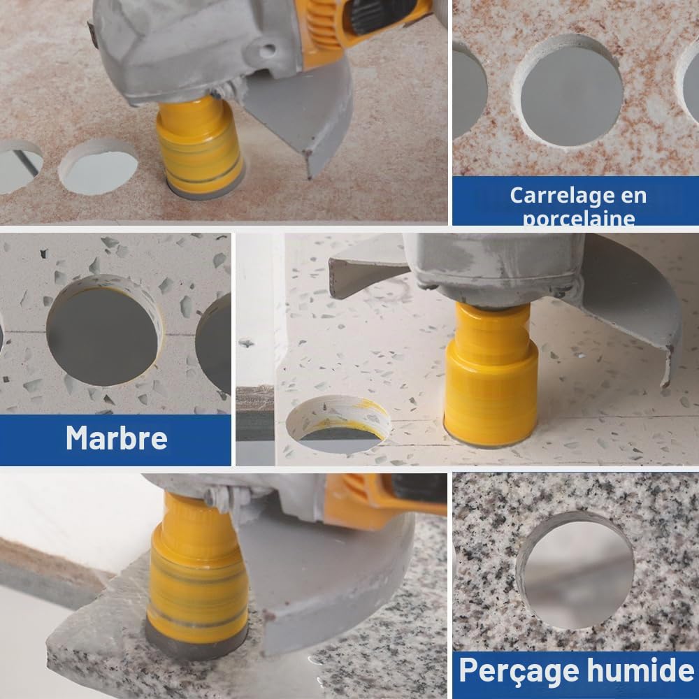 HIGHDRIL Lot de 3 forets diamantés de 6 mm/8 mm/10 mm avec filetage M14 pour porcelaine, carrelage, céramique, granit, marbre, pierre, maçonnerie