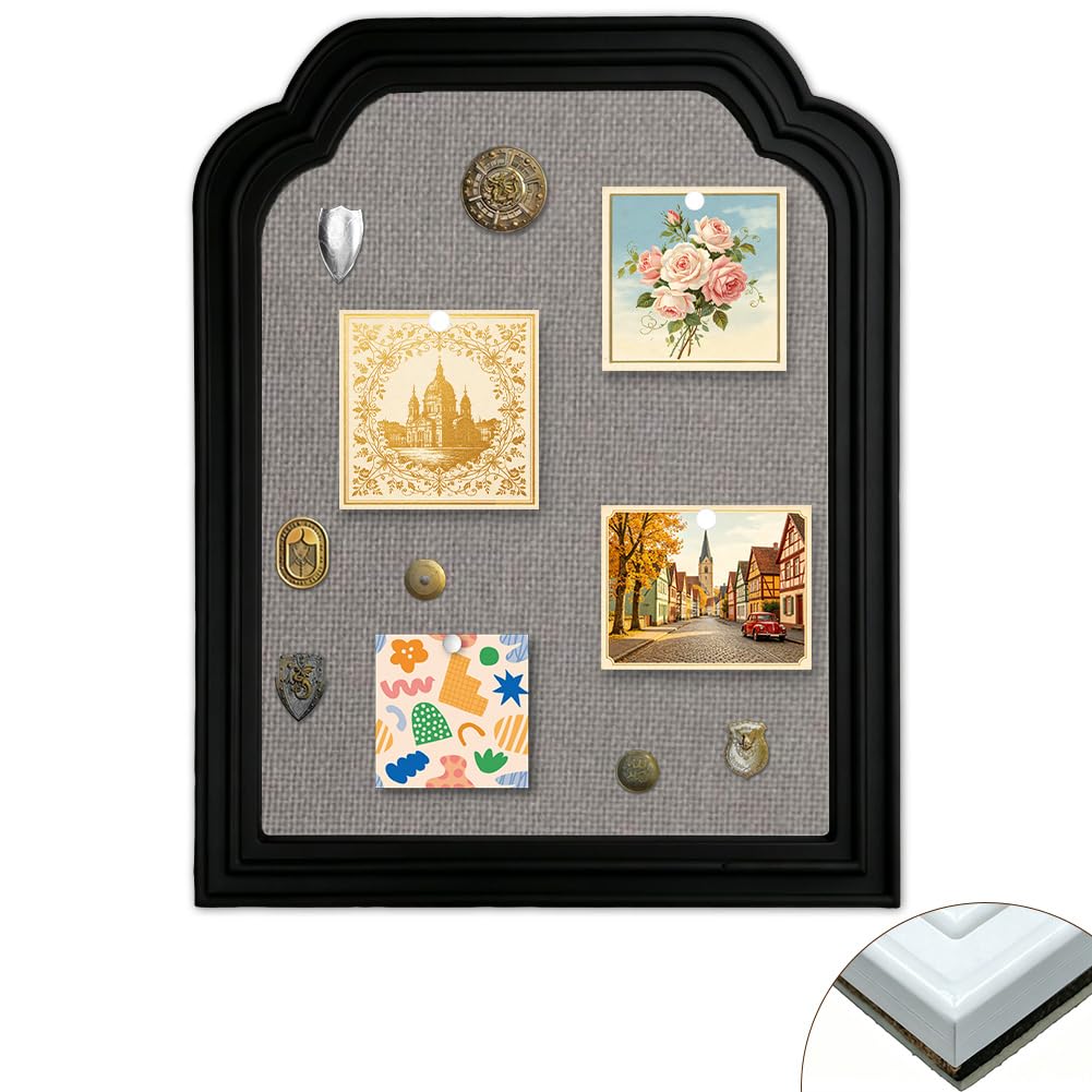 CRASPIRE Pin Cork Board Bulletin Display Gray Black Arch Hanging 9.44x11.8