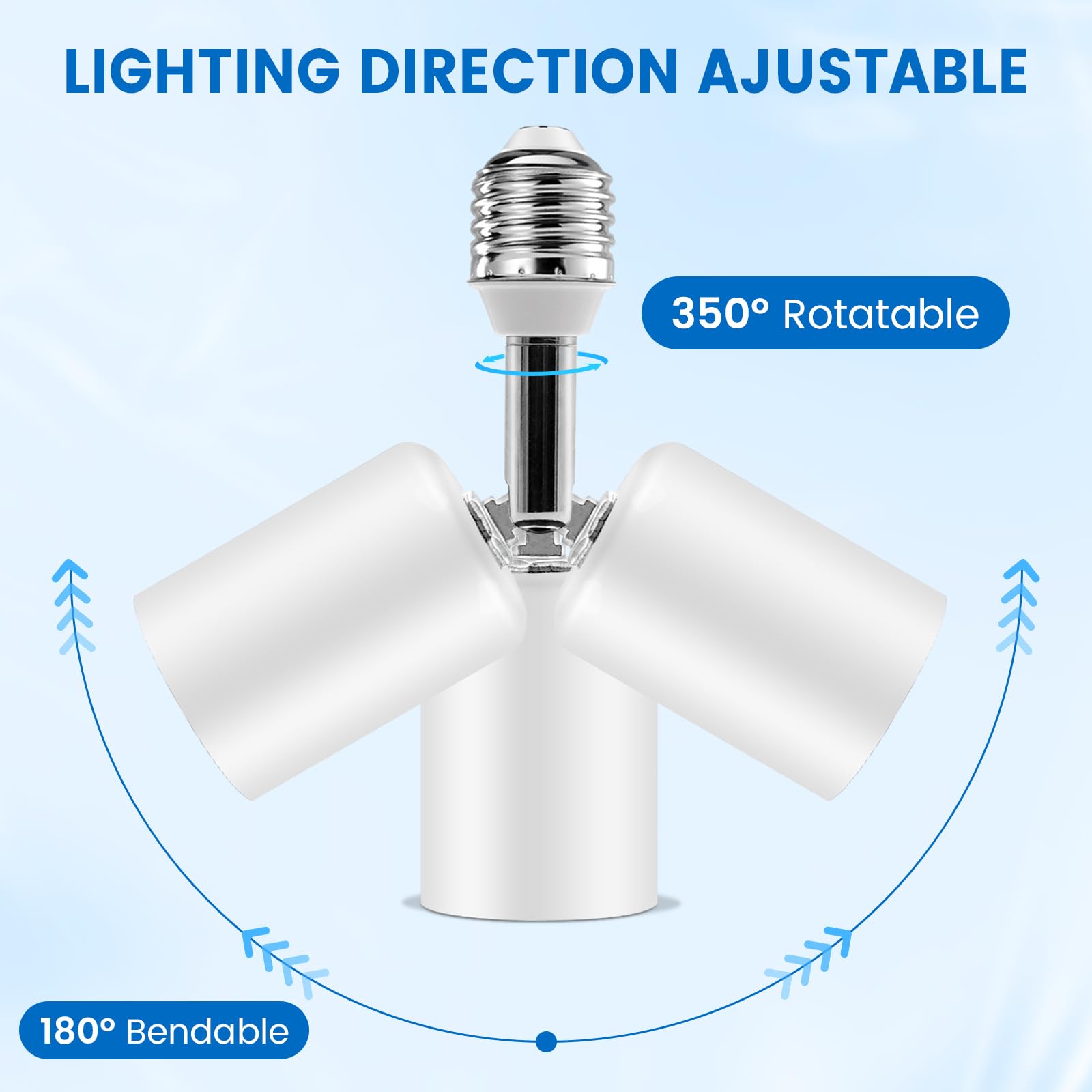 E27 Adaptateur de base extension, E27 Prolongateur de douille de lampe, Adaptateur de support de lampe, Métal et céramiques Matériaux, Blanc, 3pcs