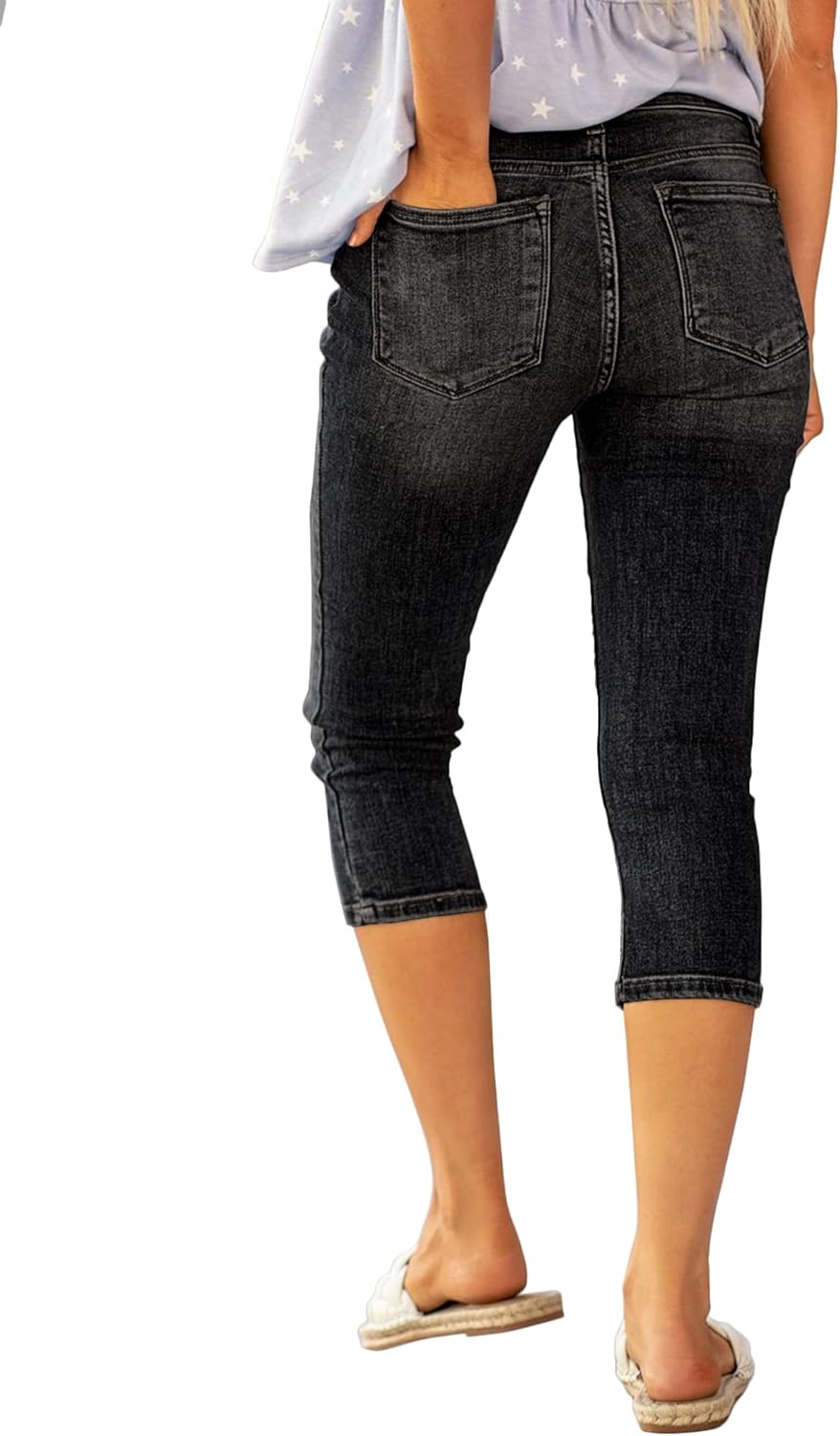 luvamia Womens Capri Jeans for Women High Waisted Skinny Ripped Jean Denim Pants - Image 4