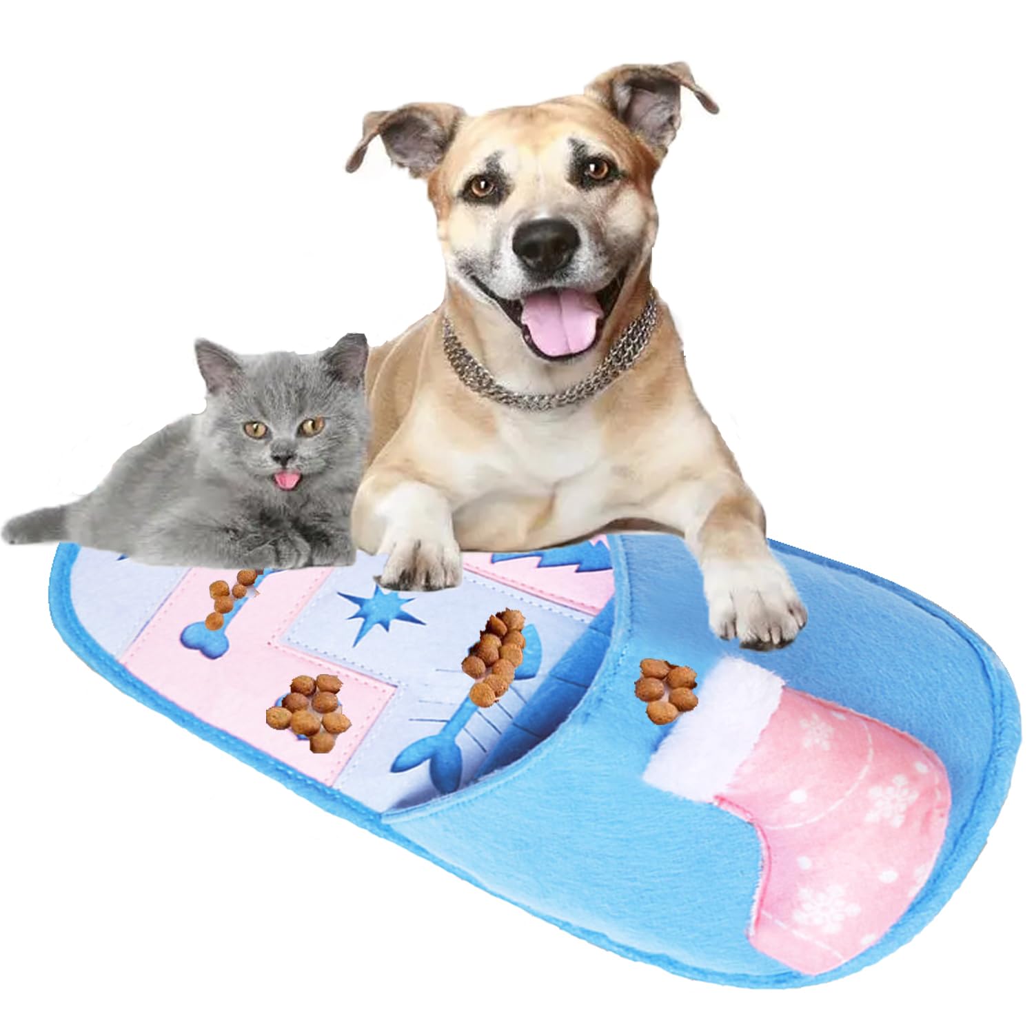 SINGYICO Pet Snuffle Mat for Dogs Hedgehog Puzzle Toy Large Sniffing Mat with Slippers Shape Design Portable Indoor/Outdoor Digging Mat for Foraging Skills & Stress Relief(Blue)