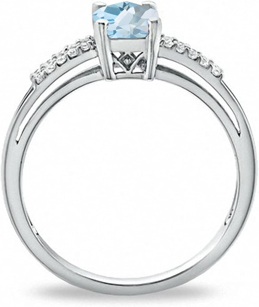 Cushion Cut Natural Gemstones with White Topaz Ring, Style Also Available in Lab-created Gemstones and Lab-created White Sapphires, Sterling Silver Band, Birthstone Rings for Women 7x5 stone
