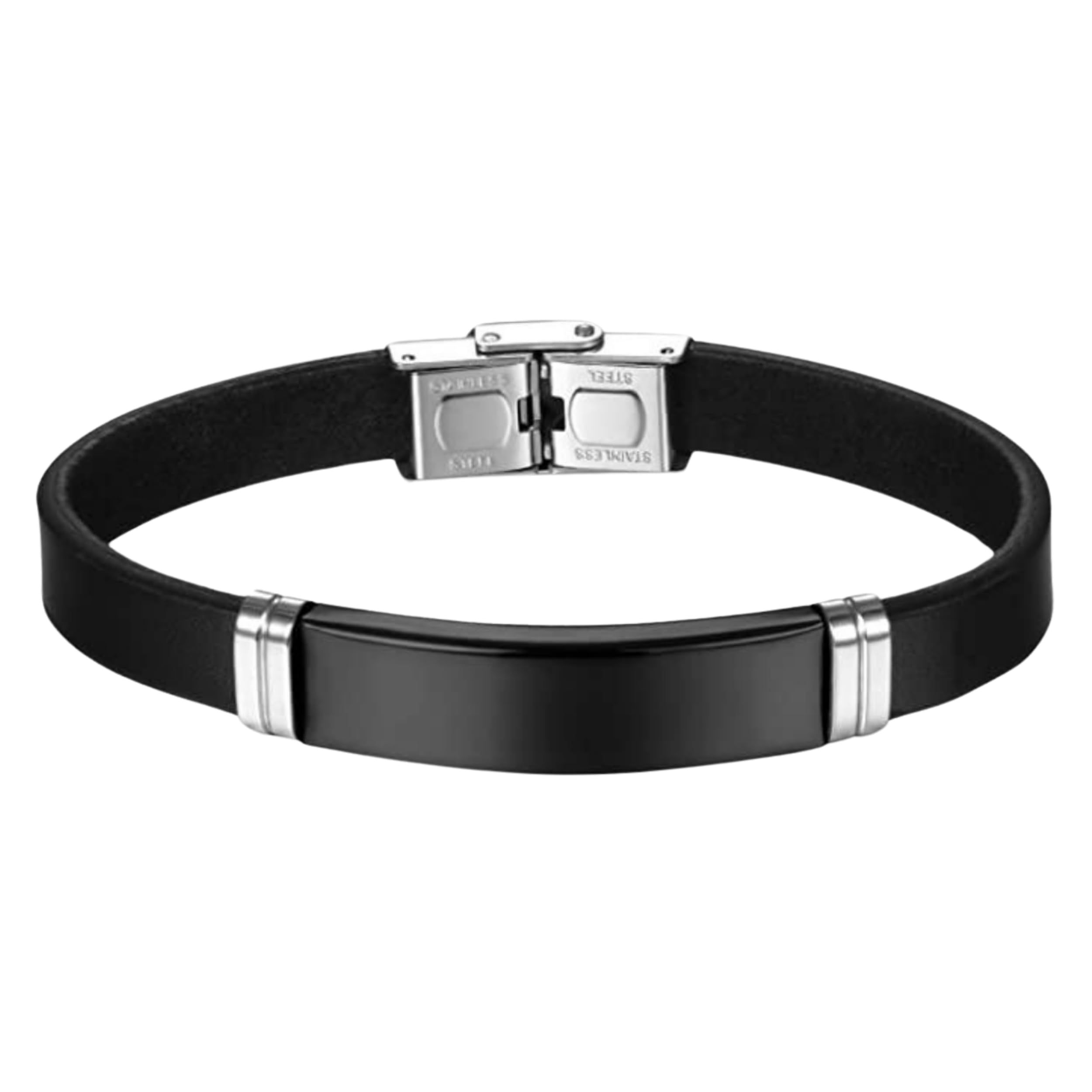 SALTY Alpha Obsidian Bracelet for Men & Boys | Stainless Steel | Leather | Wrist Band | Fancy & Stylish | Birthday Gift | Aesthetic Jewellery | Accessories for Everyday Wear | Black (B0C8L7TSC1) Amazon Price History, Amazon Price Tracker