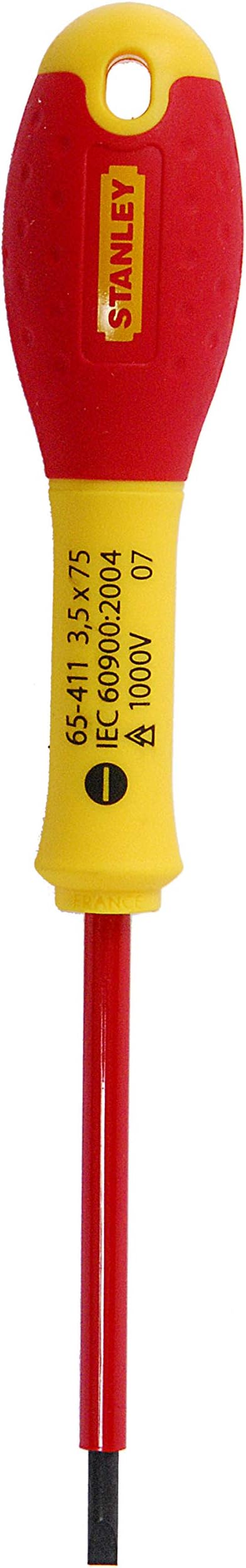 Stanley 1-65-411 Fat Max Screwdriver Insulated Slotted 3.5X75Mm-Red And Yellow