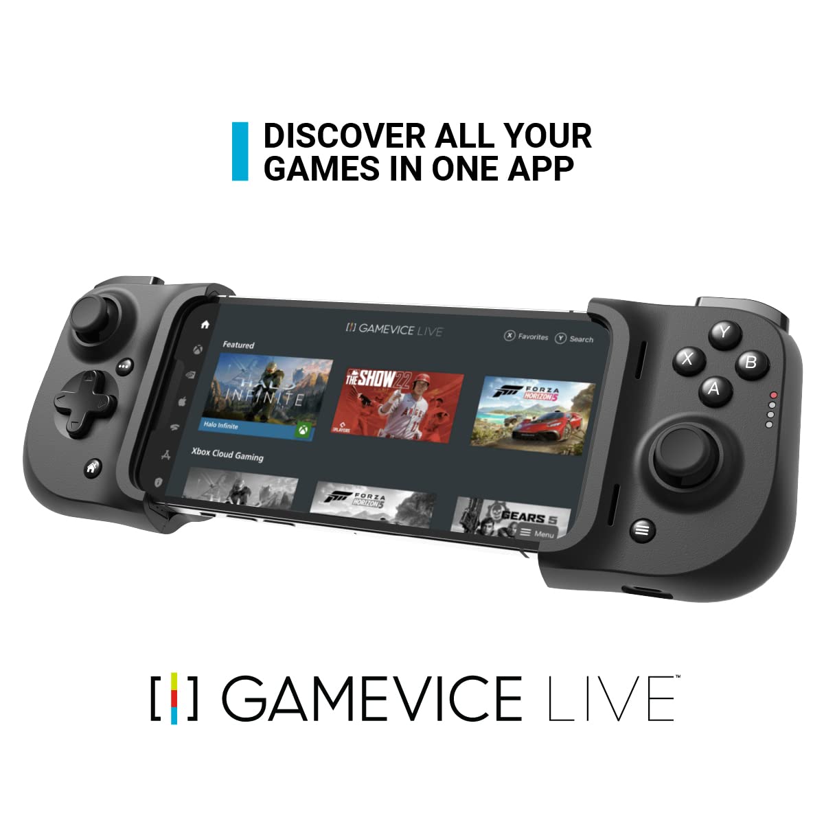 Gamevice for iPhone - MFi iPhone Game Controller: Fits iPhone 14 – Play Xbox Cloud Gaming, PS Remote Play, GeForceNOW, Arcade, Luna, CoD, Diablo Immortal, Apex – Free 1 Month Xbox Game Pass Ultimate
