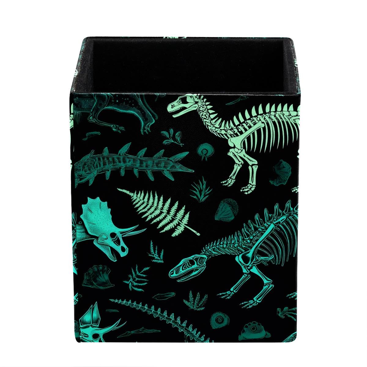 HEOEH Dinosaur Pen Holder Pen Pot, Square Pencil Cup for Desk