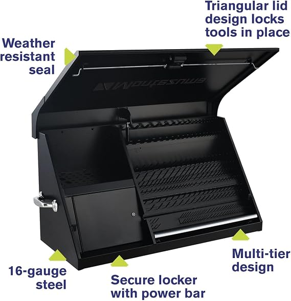 Montezuma DX411B 41 x 18 Heavy Duty Steel Triangle Toolbox (steel, black)