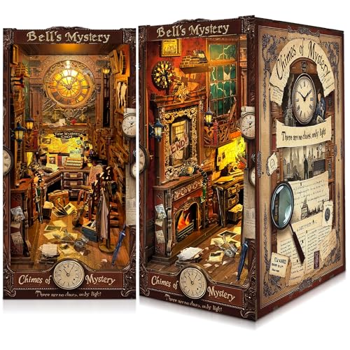 CRIOLPO Kit Book Nook DIY per Adulti - Casa in Miniatura con Luci LED da Montare, Modellismo 3D Creativo per Decorare Librerie - Regalo Originale per Appassionati di Fai da Te