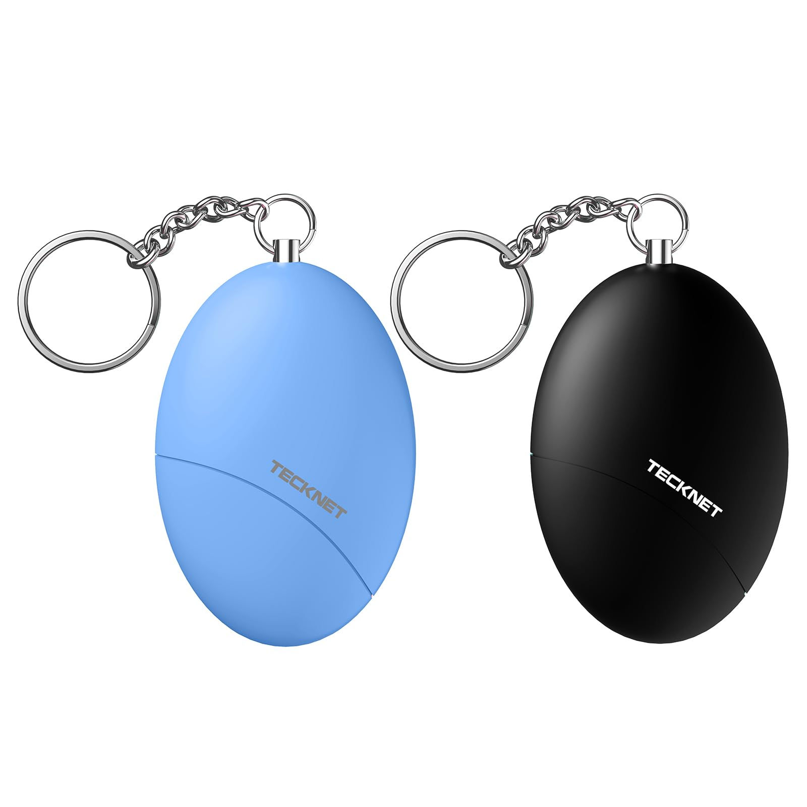 Tecknet Women's Black; Blue 2 Pack Personal Safety Alarms For 140Db Loud Sound Siren, Small Alarm Keychain & Keyring, Emergency Security Safe Protection Devices For Girls Kids Elderly Night Runners