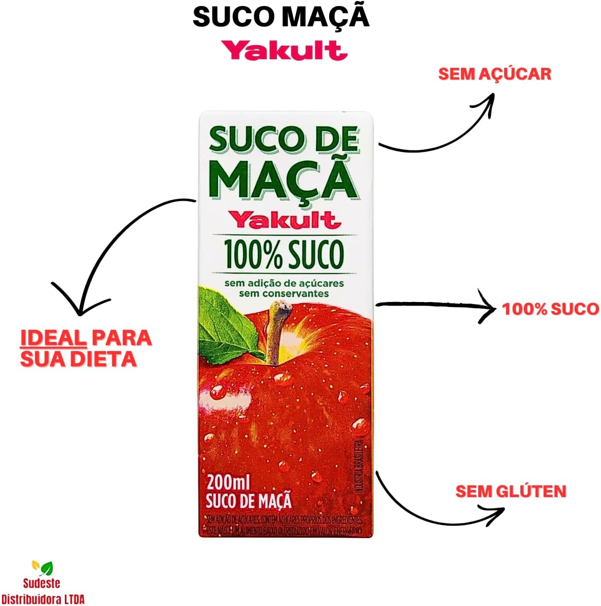 Suco Yakult 100% Maçã Caixa C/15 Unidades - Sem Açucares